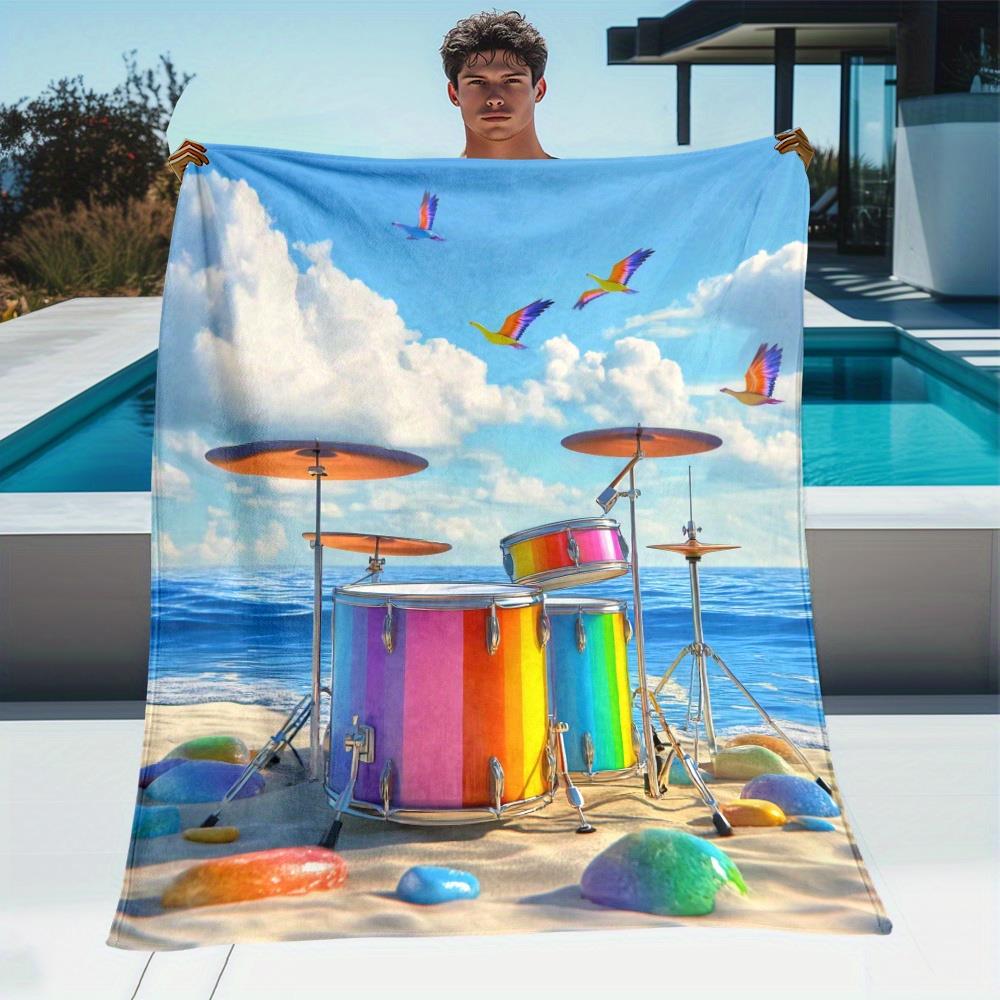 Home Textiles Towel Set - Bright Beach Drum Set Design Polyester