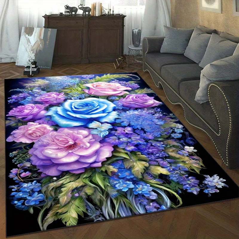 Floral rug with blue and purpl - огляд і ціна Home Textiles And Furnishing