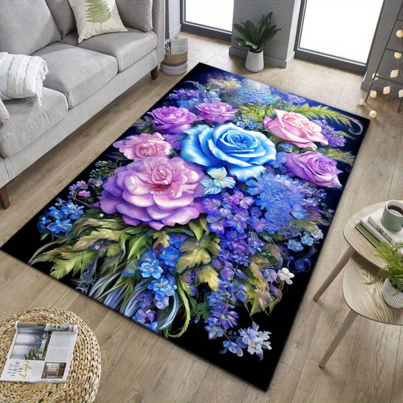 Floral rug with blue and purpl - огляд і ціна Home Textiles And Furnishing