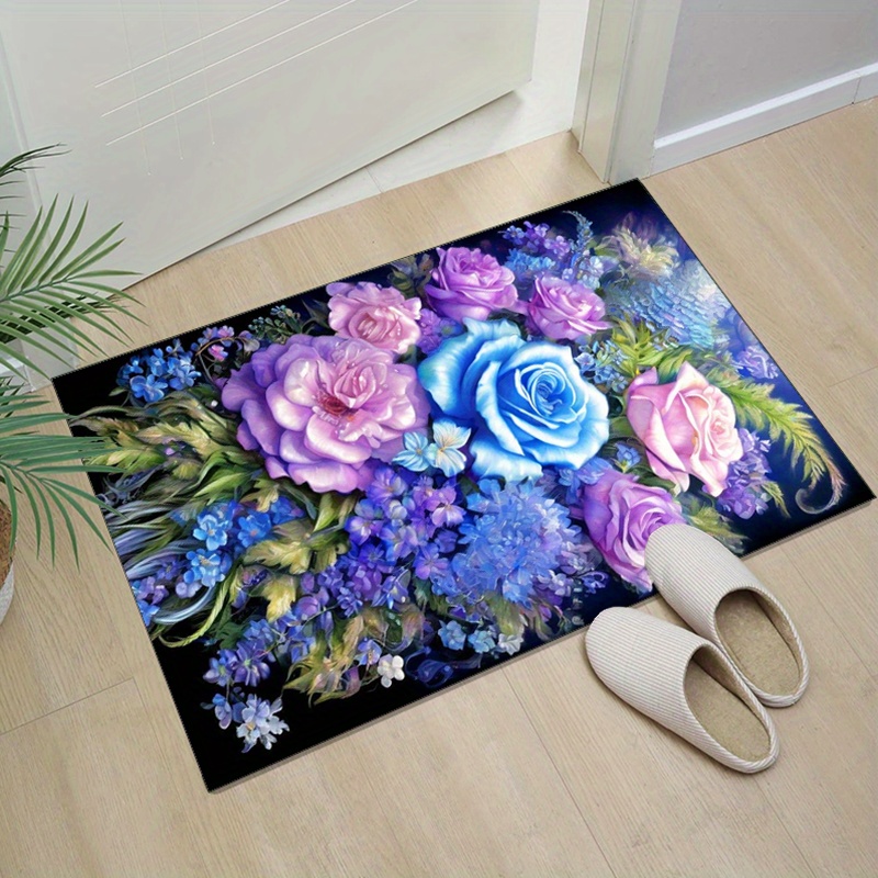 Floral rug with blue and purpl - огляд і ціна Home Textiles And Furnishing