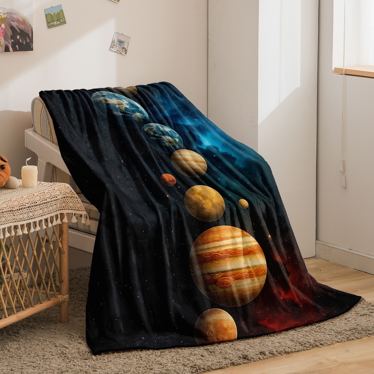 Galaxy Planets Pattern Flannel - огляд і ціна Galaxy Home Textiles